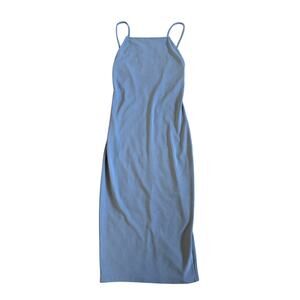 Women’s Leith Gray Blue Midi Dress Spaghetti Strap Backless Cocktail Size Small